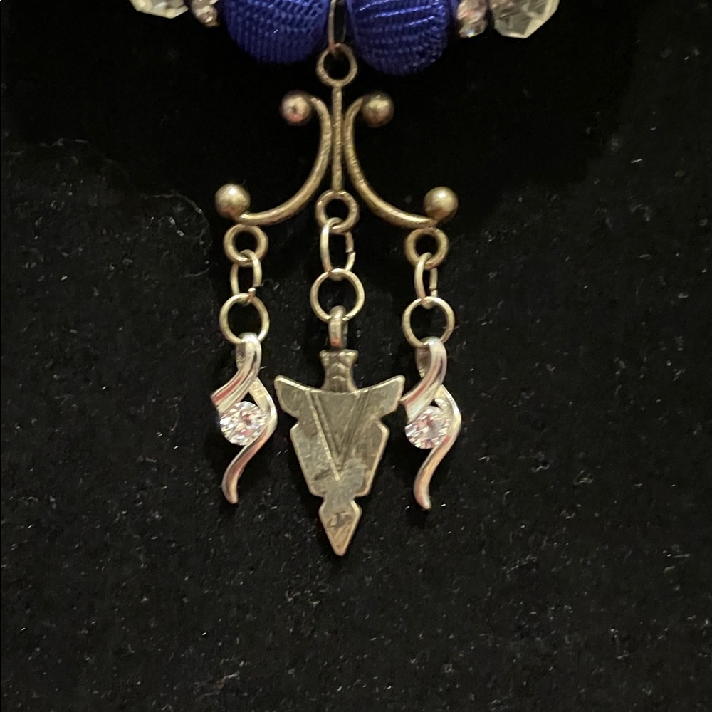 Hand Crafted Royal Blue and Silver Necklace - Picture 2 of 6